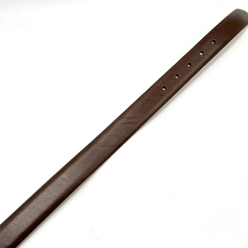 J Crew Brown Italian Leather Belt 30 Silver Round Buckle Dress Belt Classic